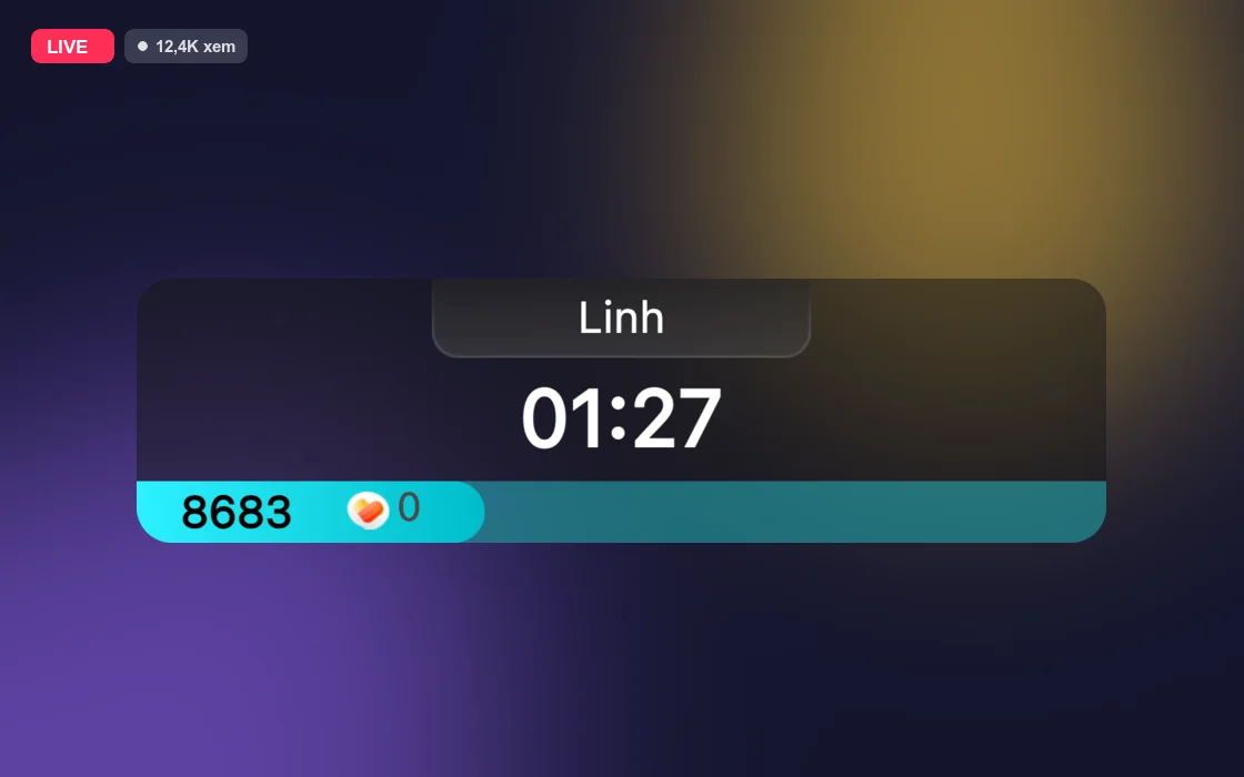 Widget Thi Đấu Tự Do: thành viên đang lên, đồng hồ và điểm quà