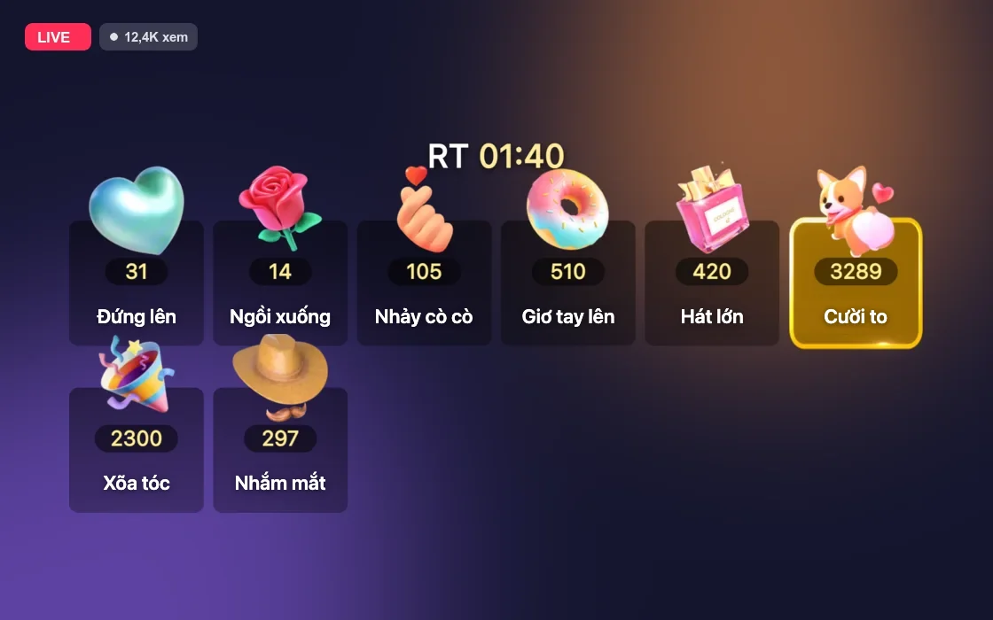 Widget Kèo Tự Chọn: lưới thành viên, quà đại diện, điểm và đồng hồ